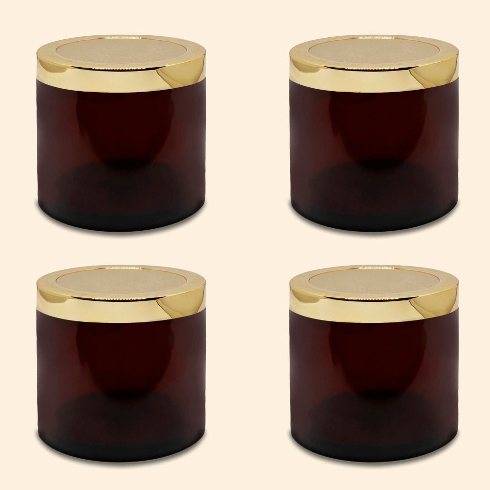Shoprythm Cosmetic Jar MYOC Amber San Jars with Golden Cap Inner lid for Creams, Gel, Body Scrub Butter, DIY Cosmetic Use, Storage Jar- 100gm (Pack of 4) Shoprythm Cosmetic Jar MYOC Amber San Jars with Golden Cap Inner lid for Creams, Gel, Body Scrub Butter, DIY Cosmetic Use, Storage Jar- 100gm (Pack of 4)